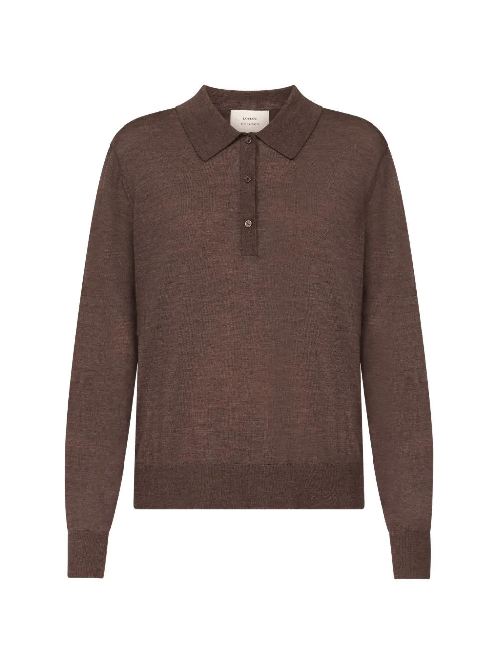 LouLou de Saison fine-knit long-sleeve polo shirt - Marrone