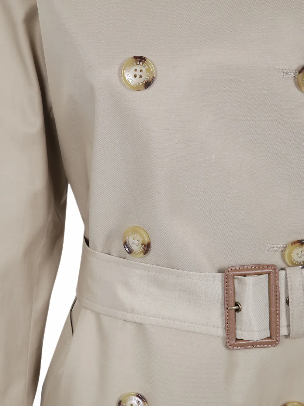 Lauren Ralph Lauren Trenchcoat met dubbele rij knopen en ceintuur Beige
