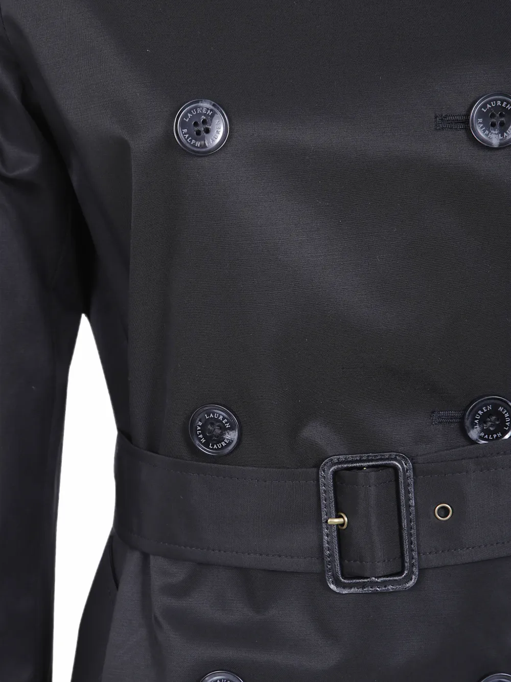Lauren Ralph Lauren Trenchcoat met dubbele rij knopen en ceintuur Zwart