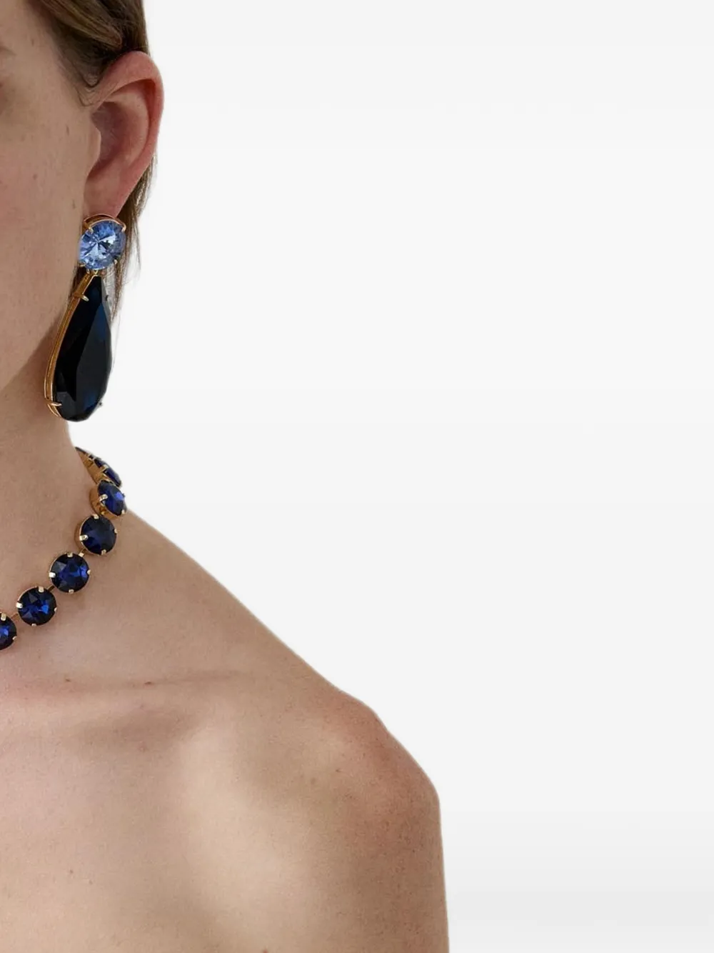 Carolina Herrera Crystal-embellished Drop Earrings in Blue, view 2