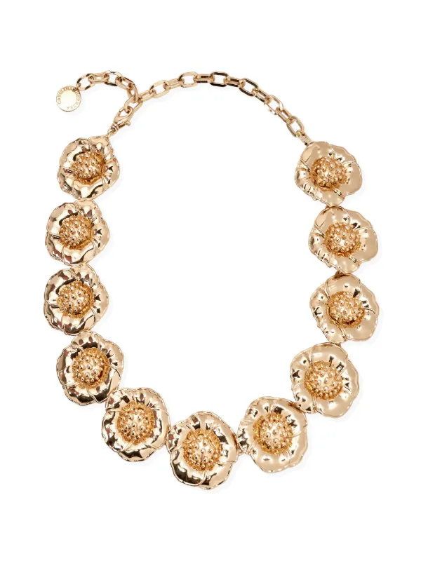 Carolina Herrera Sculpted-flower Necklace in Gold