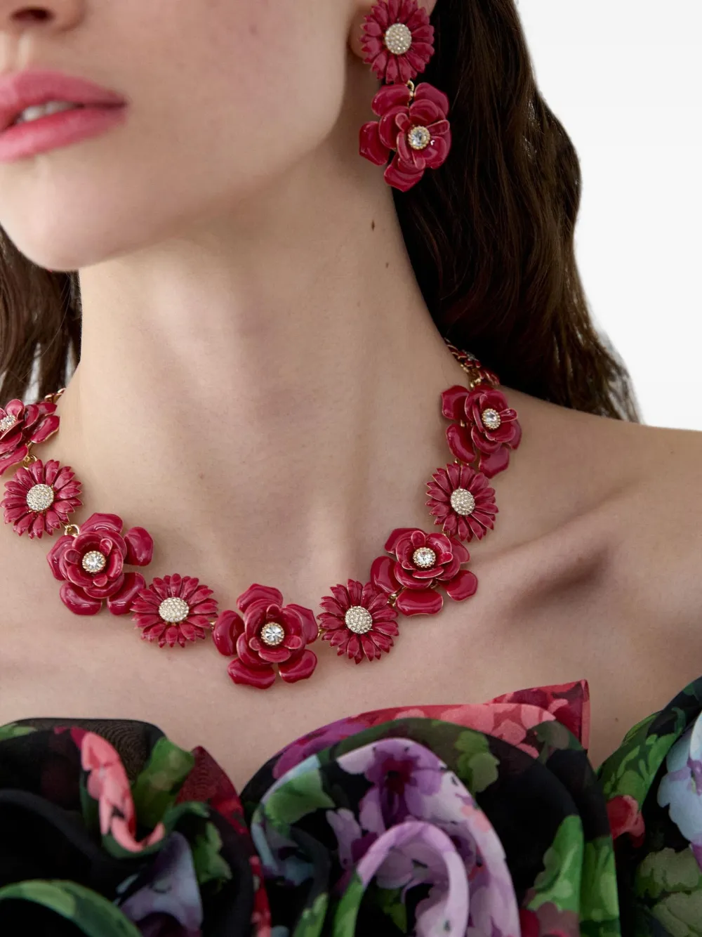Carolina Herrera Crystal-embellished Necklace in Red, view 2