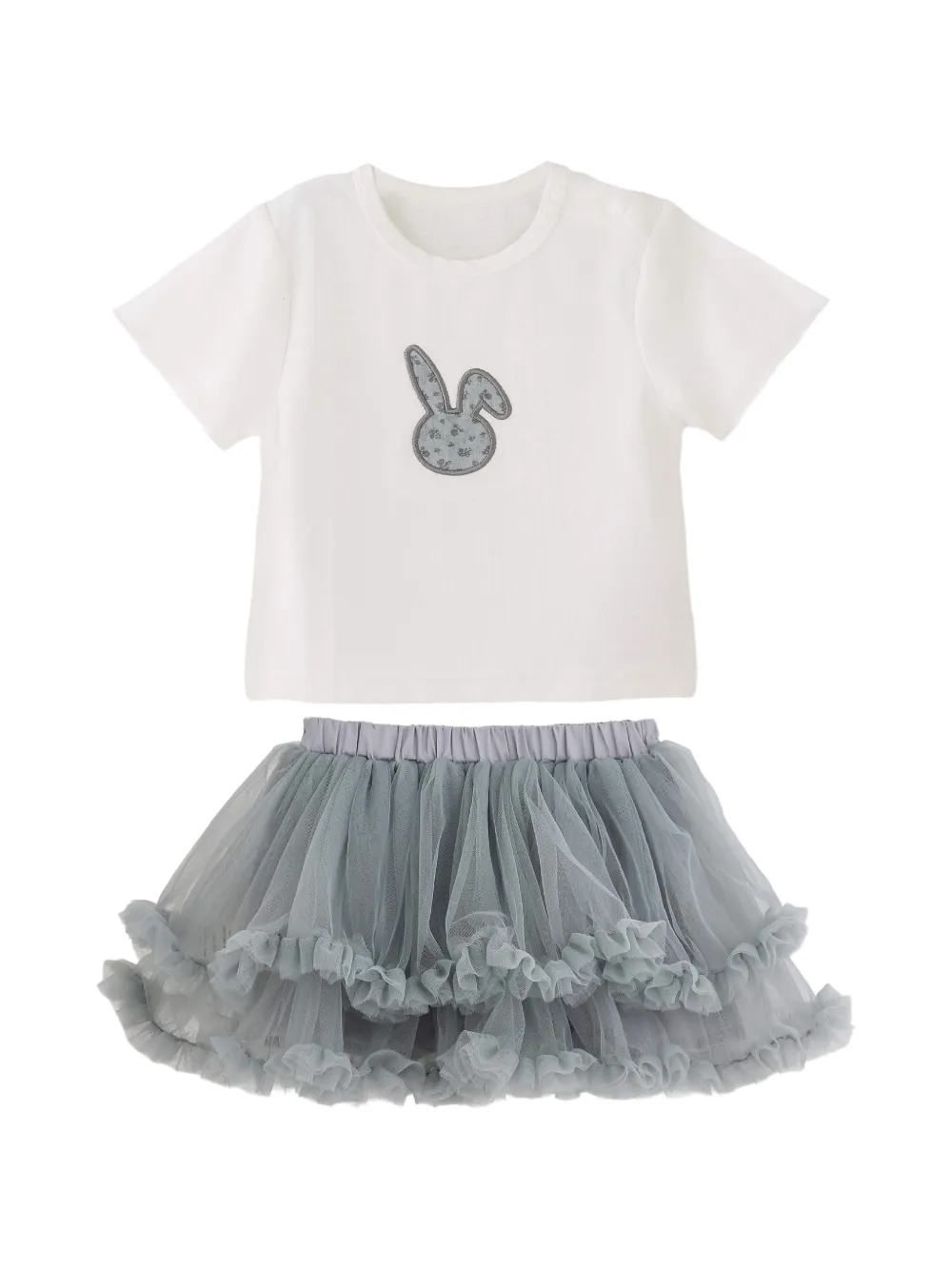BANBLU ruffled T-shirt and skirt set - Grey