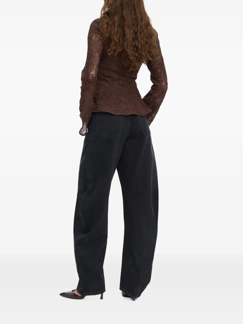 ROTATE BIRGER CHRISTENSEN Gedrapeerde barrel jeans Zwart