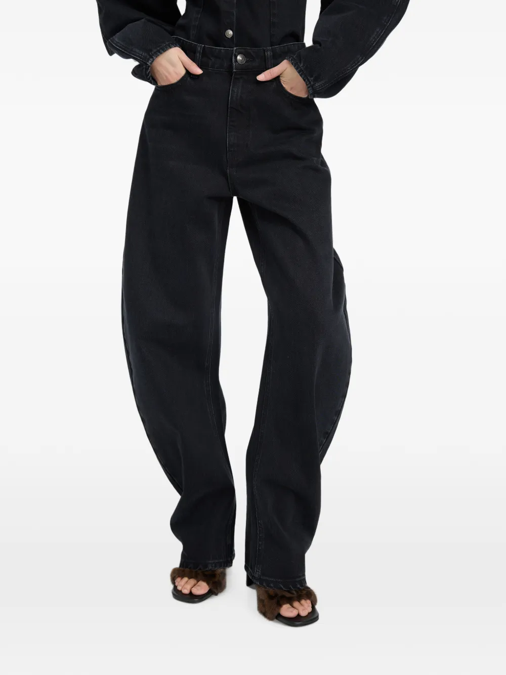 ROTATE BIRGER CHRISTENSEN Gedrapeerde barrel jeans Zwart