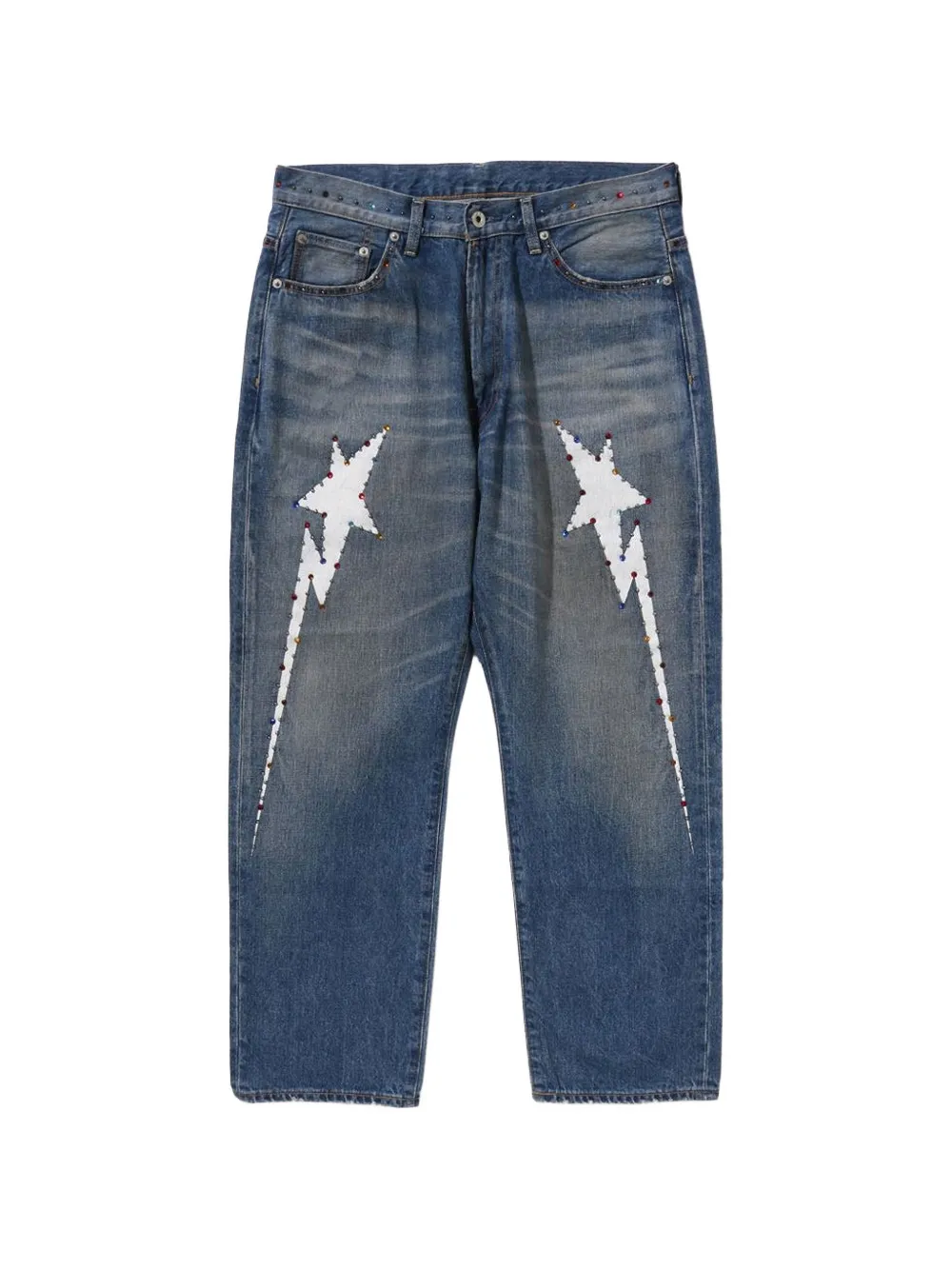 A BATHING APE® Color Stone crystal-embellished jeans - Blu
