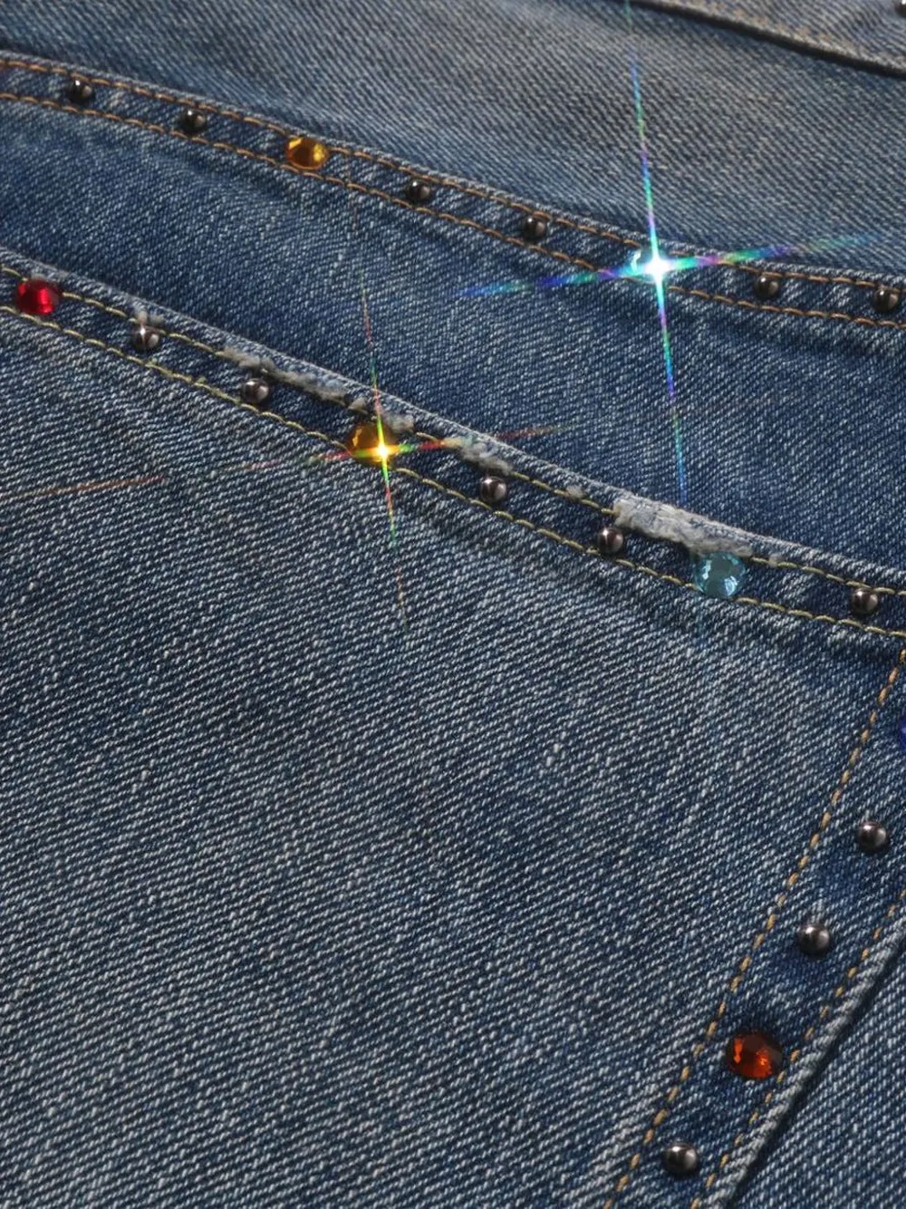 A BATHING APE Color Stone jeans verfraaid met kristallen Blauw