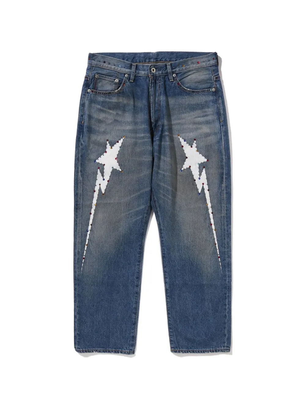 A BATHING APE® Color Stone crystal-embellished jeans - Blu
