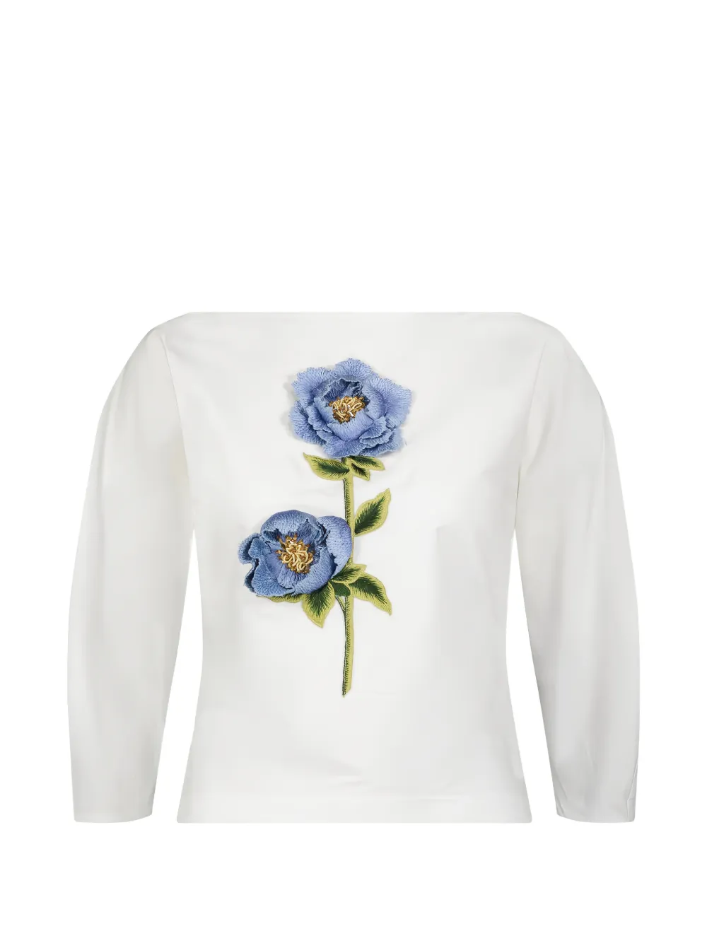 Lela Rose 3D floral-embroidered blouse - Bianco