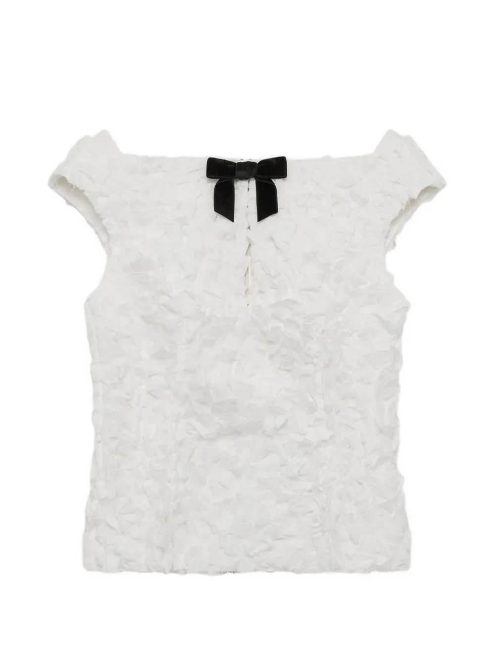 Shushu-tong Textured Bow-detail Top In White