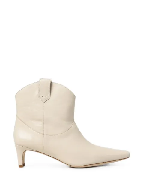 STAUD square-toe leather ankle boots