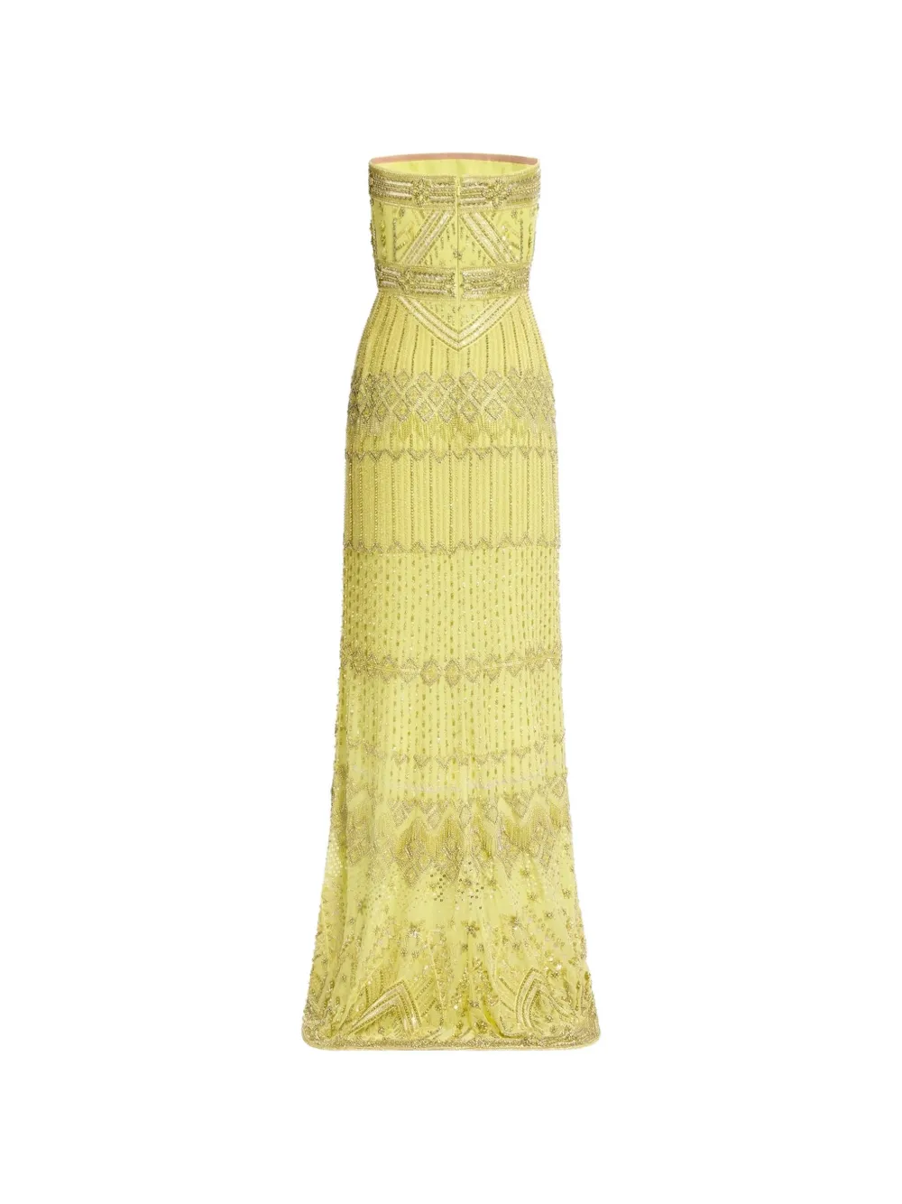 Elie Saab Strapless avondjurk met geborduurde kralen Groen