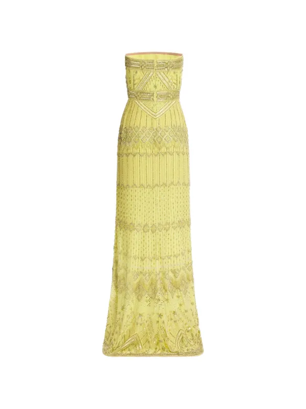 elie saab bead embroidered long dress Bead Embroidered Long Dress  ELIE SAAB