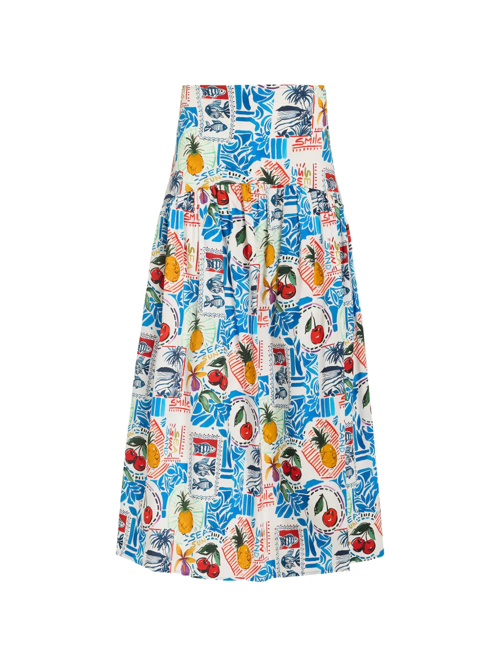 Marie Oliver Vicki postcard-print midi skirt - Bianco