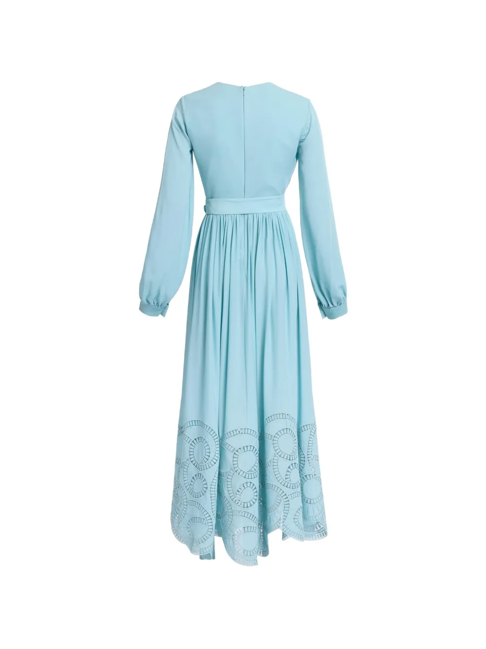 Elie Saab Zijden midi-jurk met macramé-detail Blauw