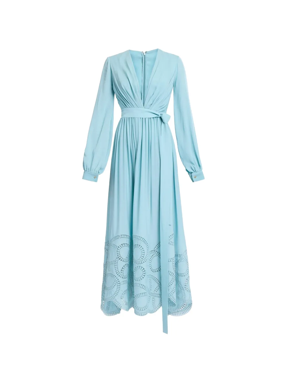Elie Saab macramé-detail silk midi dress - Blu