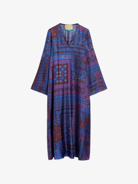 MOMONÌ robe mi-longue Garcia imprimée en soie