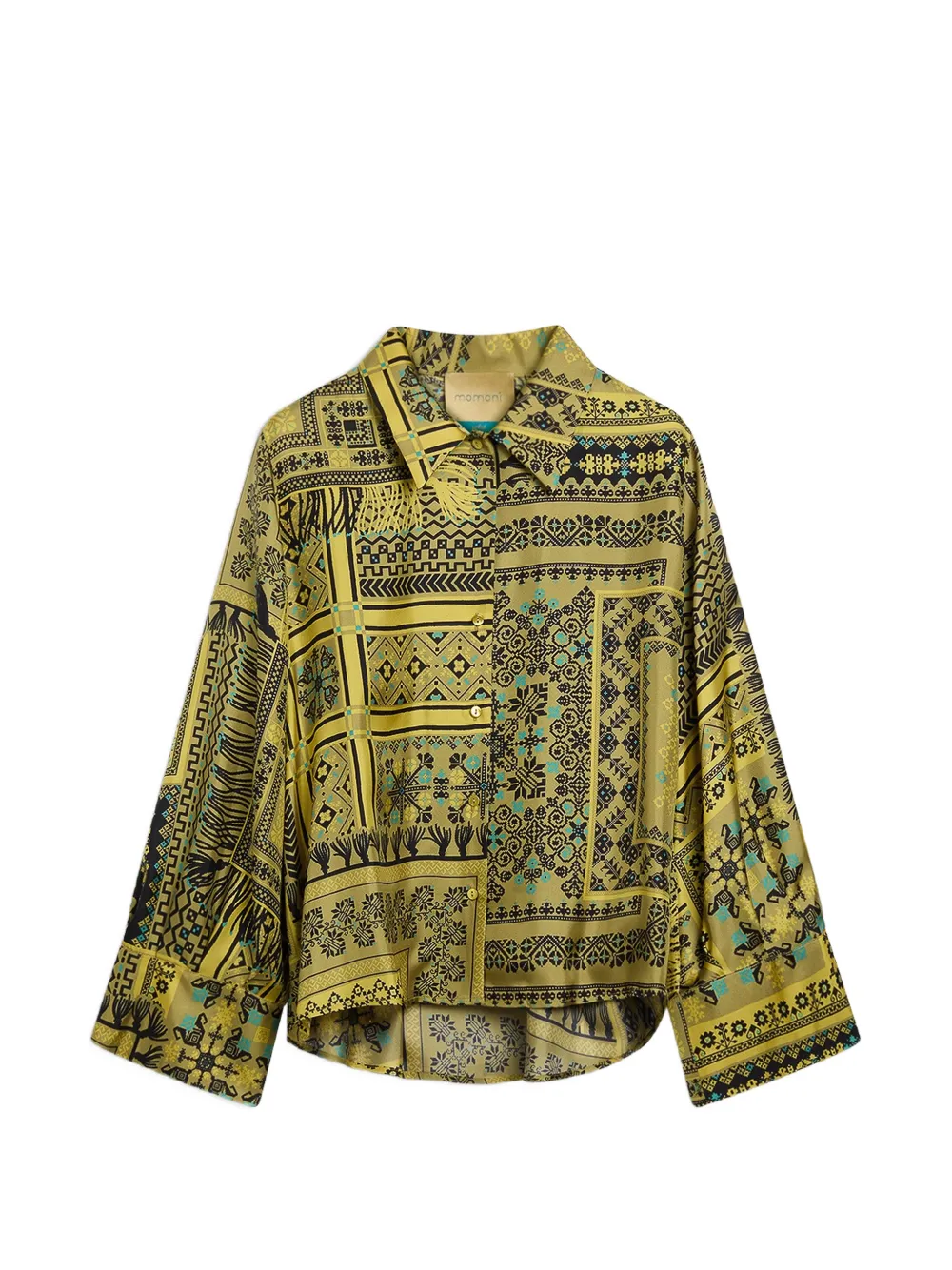 Momoní Rimma Printed Silk Shirt In Yellow