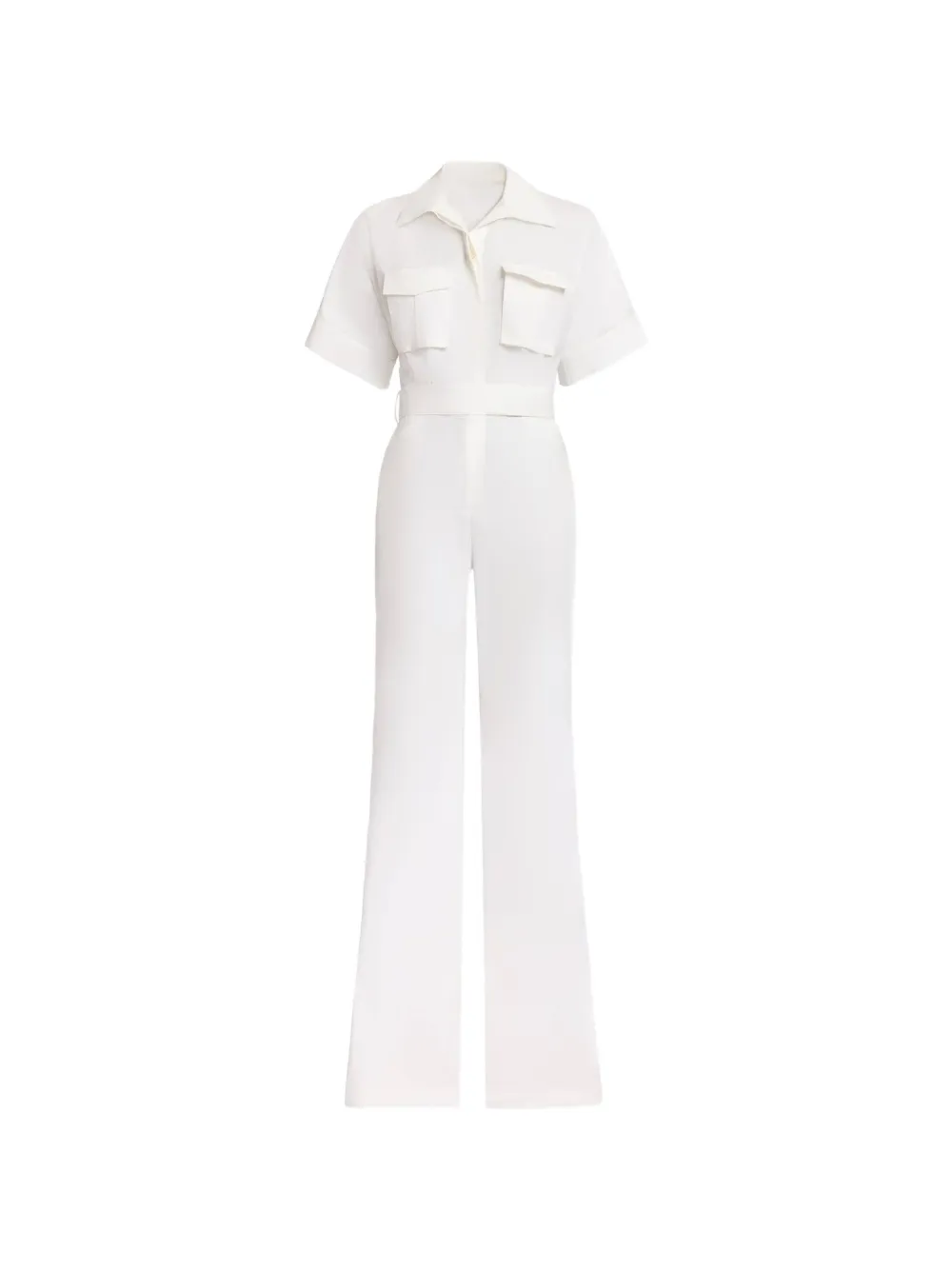 Elie Saab belted short-sleeve jumpsuit - Bianco