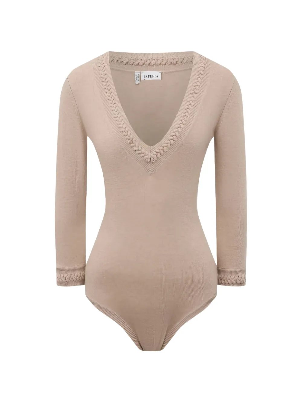 La Perla braid-trimmed V-neck bodysuit - Toni neutri