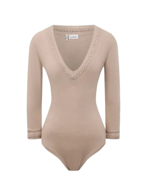 La Perla braid-trimmed V-neck bodysuit