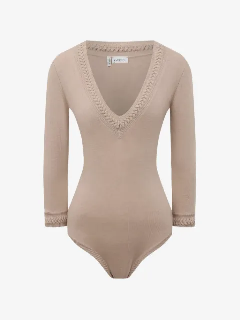 La Perla braid-trimmed V-neck bodysuit