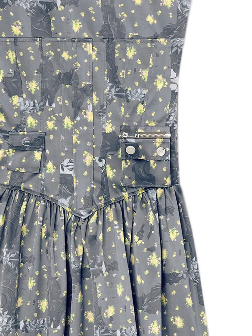 GANNI Cargo mini-jurk met bloemenprint Grijs
