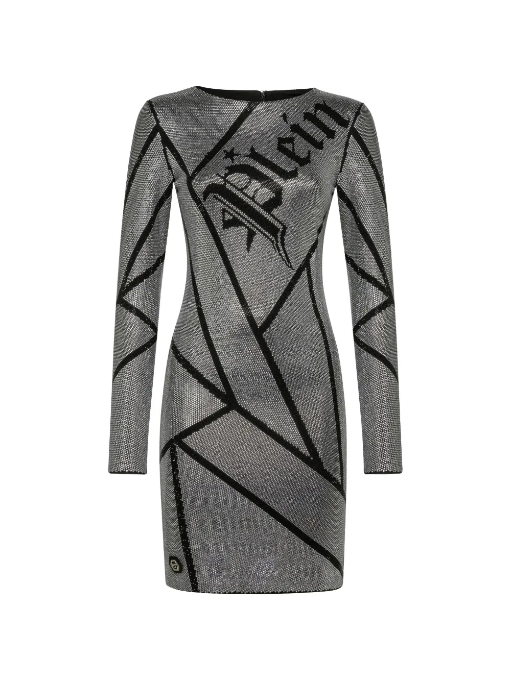 Philipp Plein crystal-embellished logo-print mini dress - Nero