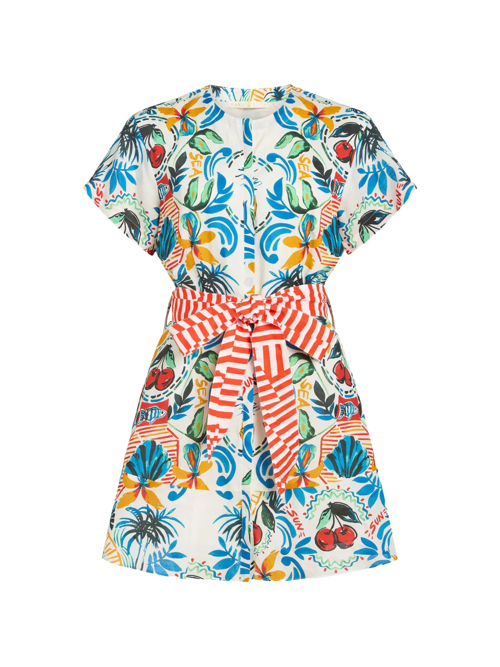 Marie Oliver Sable floral-print mini shirt dress - Bianco