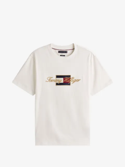 Tommy Hilfiger playera con logo bordado y cuello redondo
