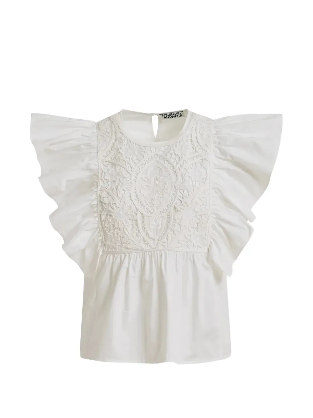 Essentiel Antwerp lace-embroidered ruffled blouse - Bianco