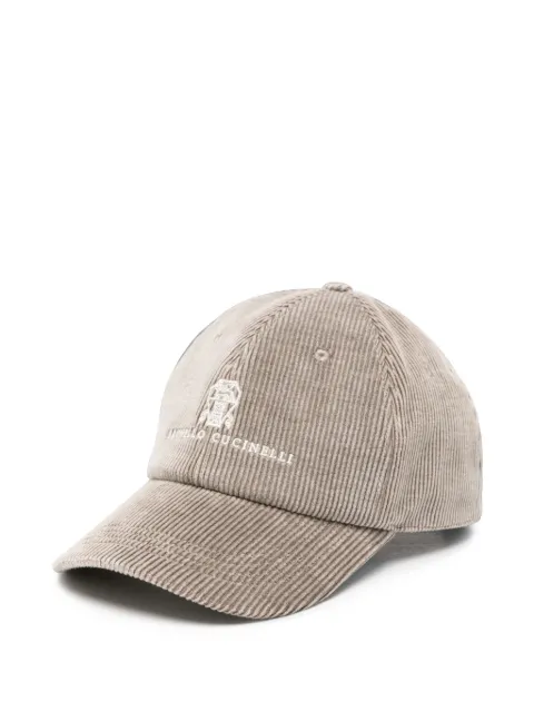 Brunello Cucinelli gorra de pana con logo bordado