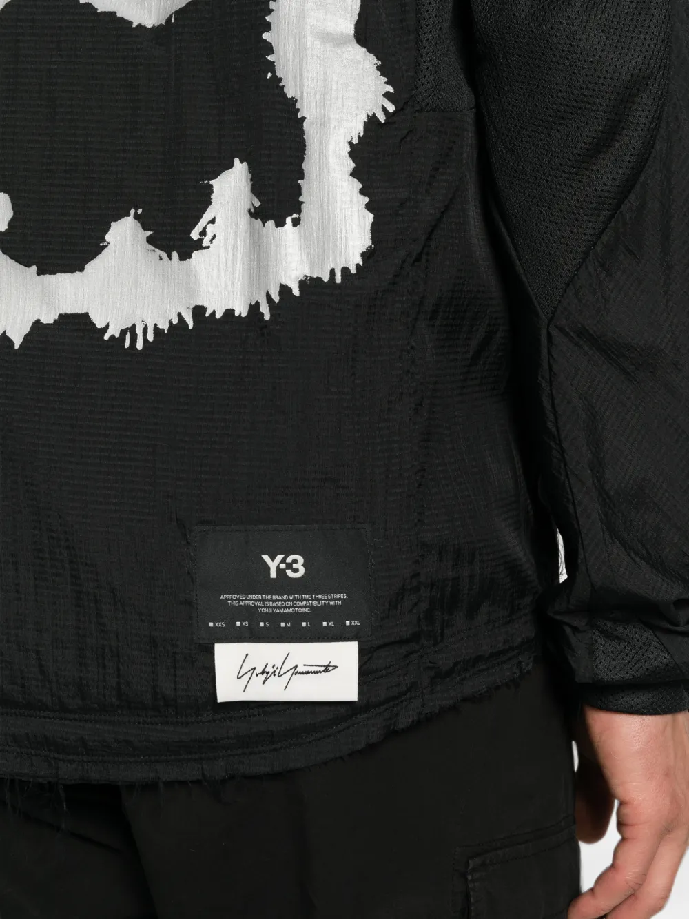 Y-3 Jack met print en capuchon Zwart