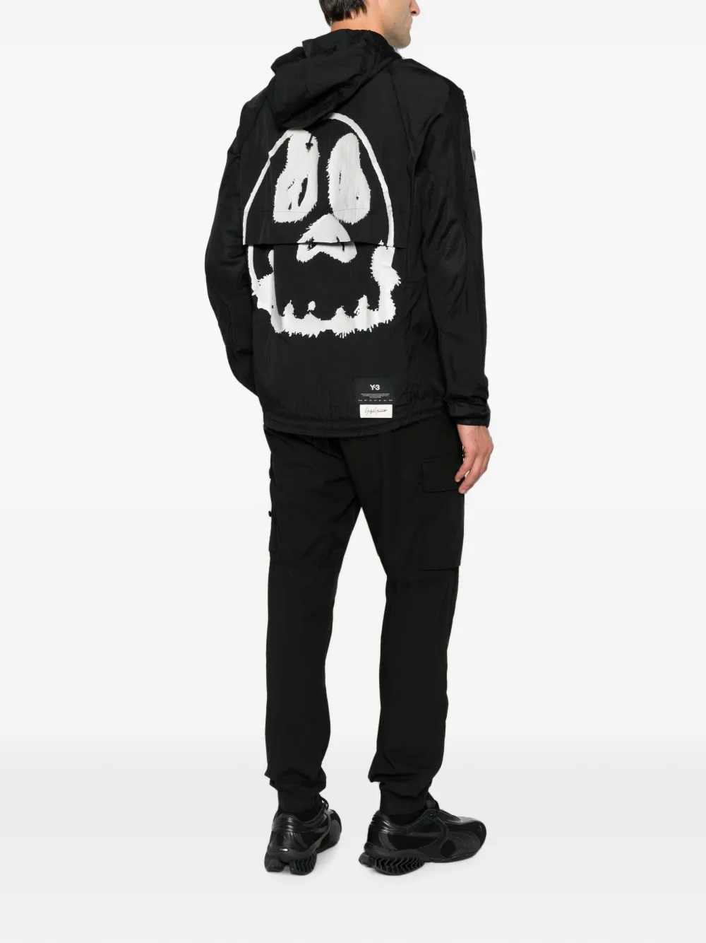 Y-3 Jack met print en capuchon Zwart