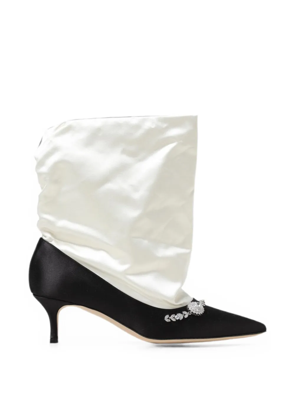 Manolo Blahnik crystal-embellished satin ankle boots Wit