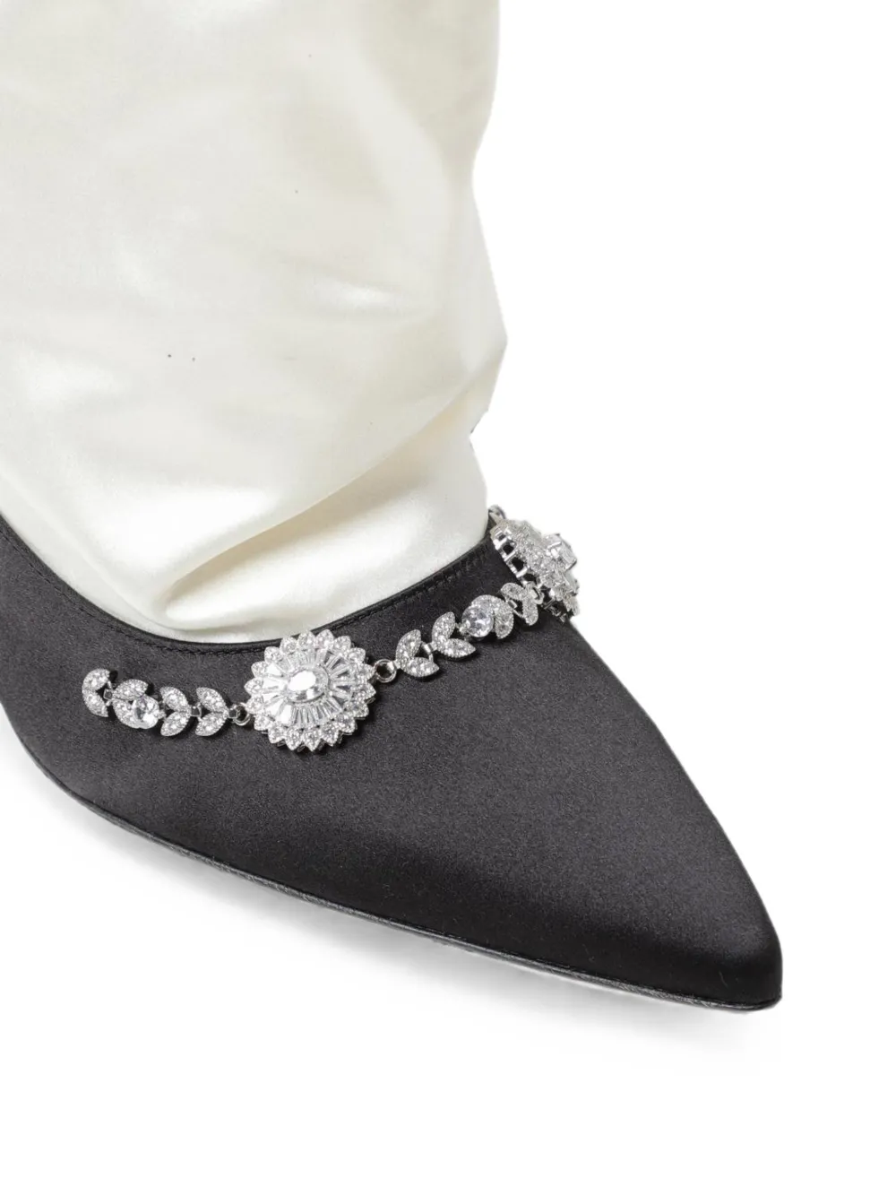 Manolo Blahnik crystal-embellished satin ankle boots Wit