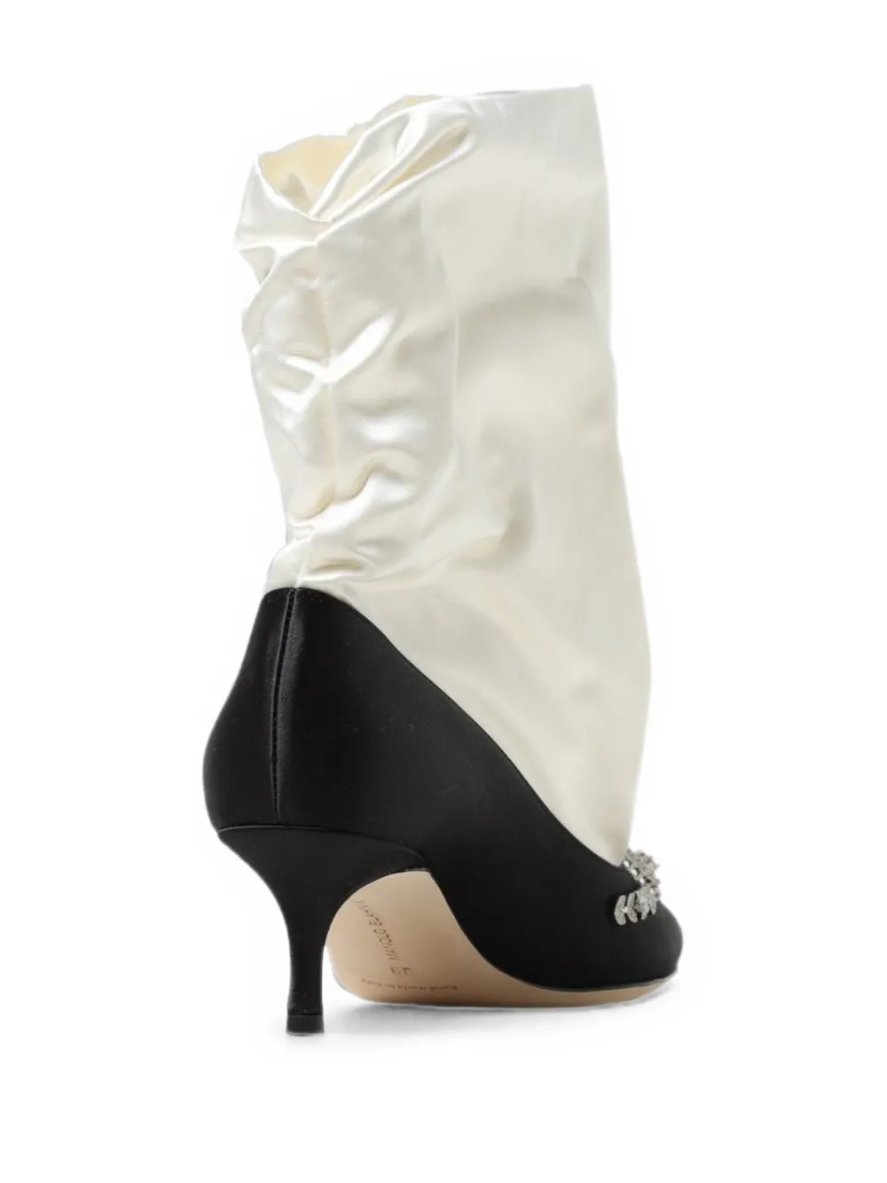 Manolo Blahnik crystal-embellished satin ankle boots Wit