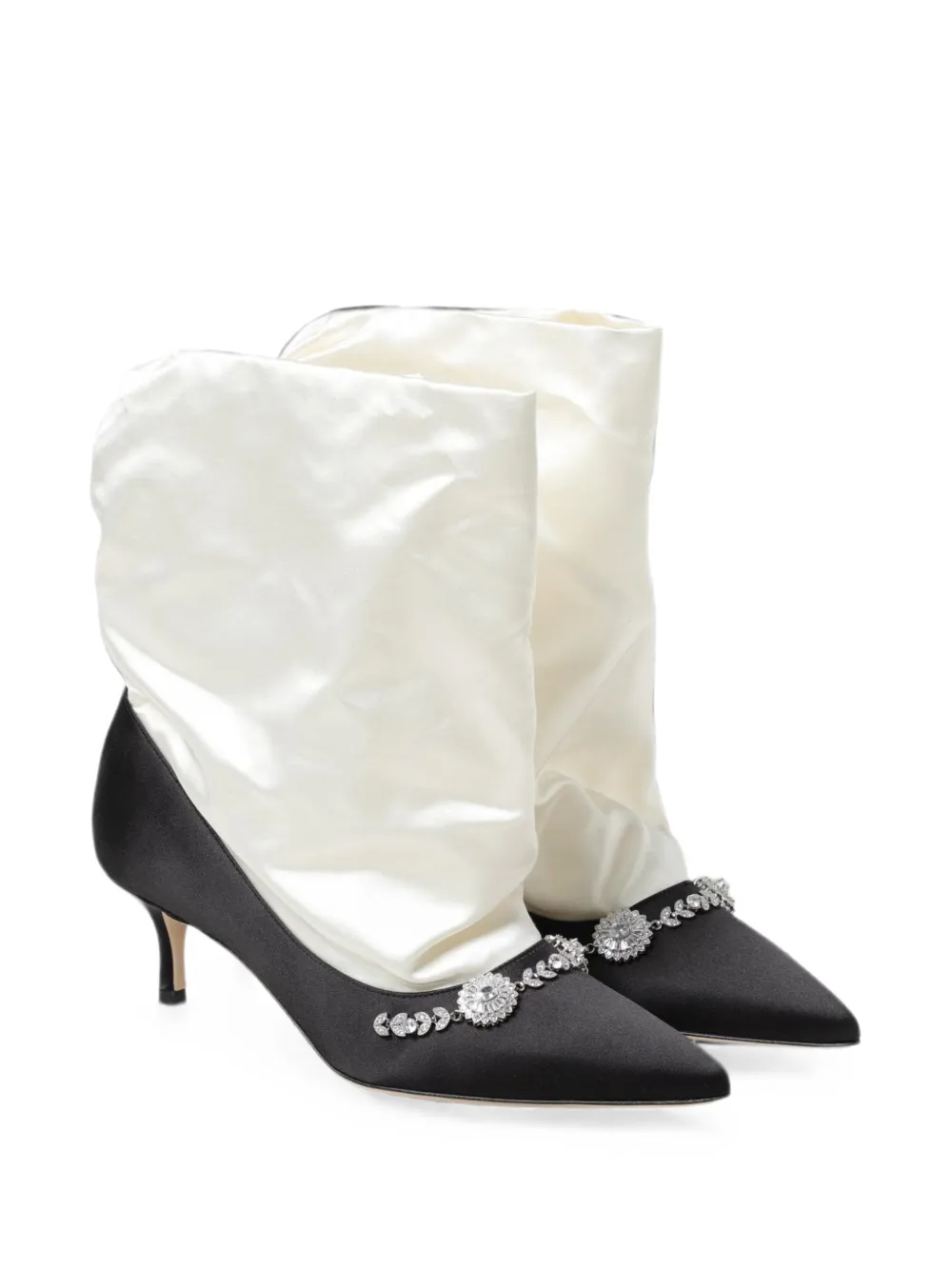 Manolo Blahnik crystal-embellished satin ankle boots Wit