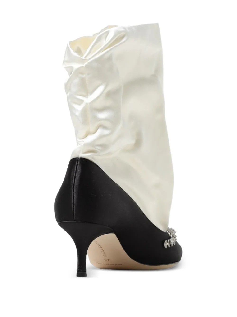 Manolo Blahnik Crystal-embellished Satin Ankle Boots in White, view 3