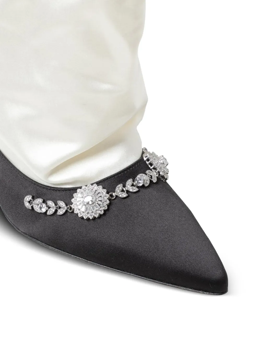 Manolo Blahnik Crystal-embellished Satin Ankle Boots in White, view 4