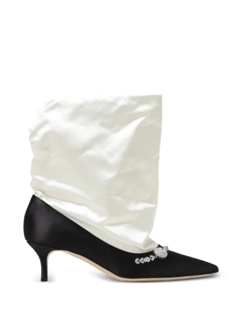 Manolo Blahnik crystal-embellished satin ankle boots