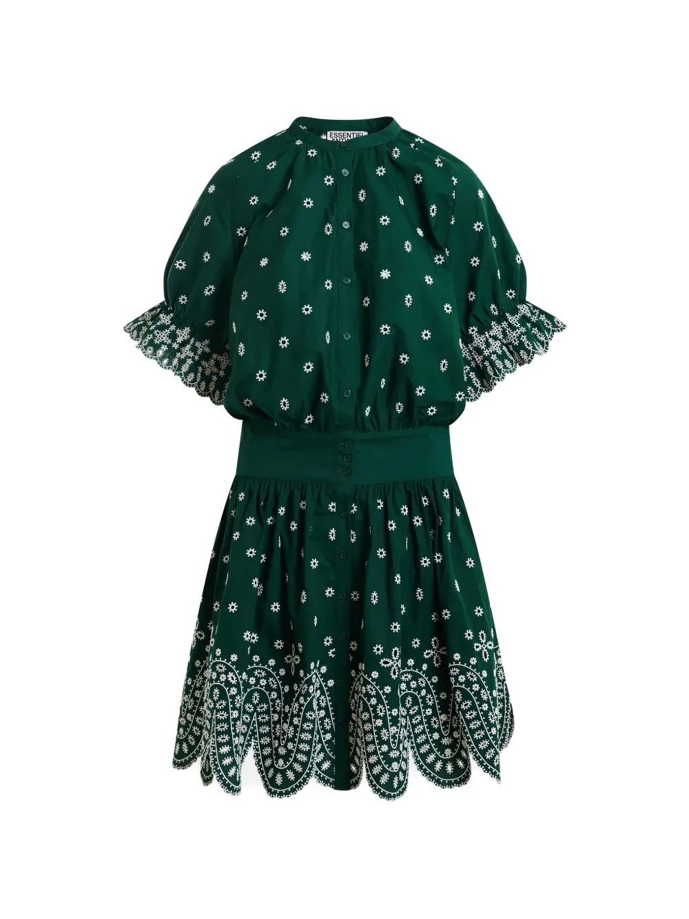 Essentiel Antwerp flower-embroidery cotton mini dress - Verde