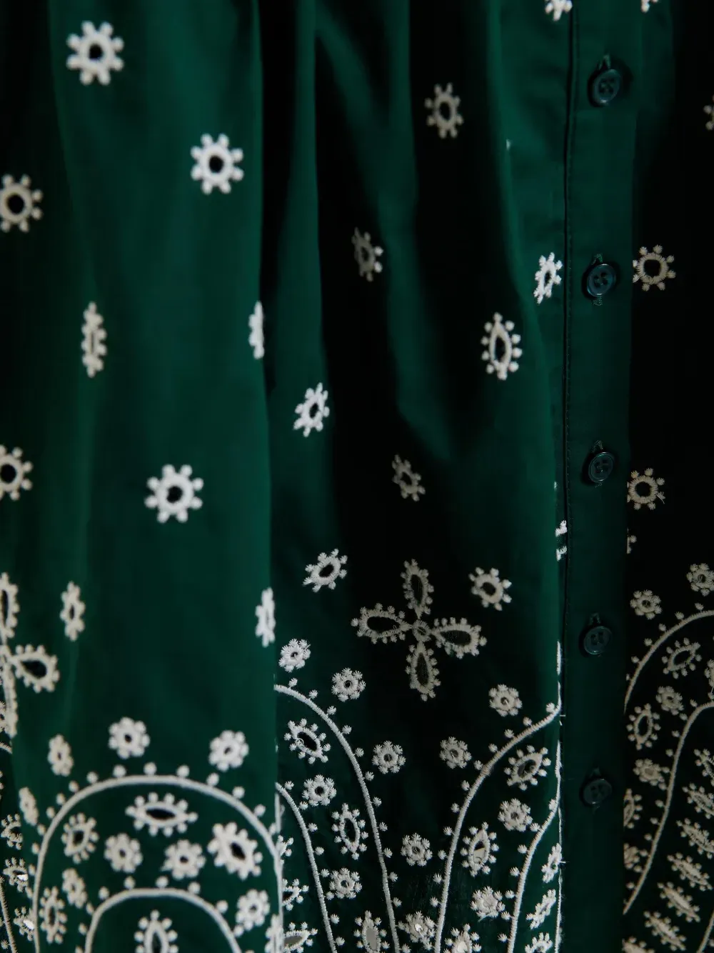 Essentiel Antwerp Katoenen mini-jurk met geborduurde bloemen Groen