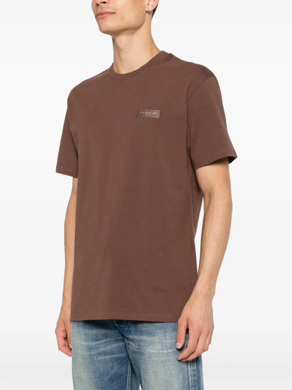 Givenchy T-shirt in cotton with Paris gros grain Bruin