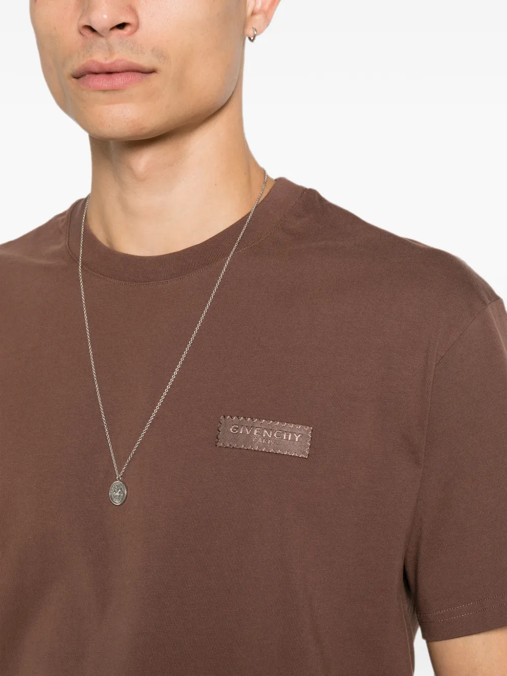 Givenchy T-shirt in cotton with Paris gros grain Bruin