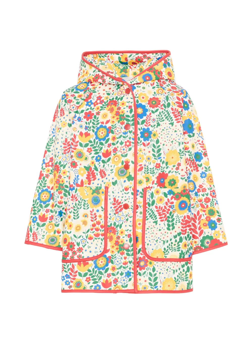 Stella McCartney Kids floral-print hooded raincoat - Bianco