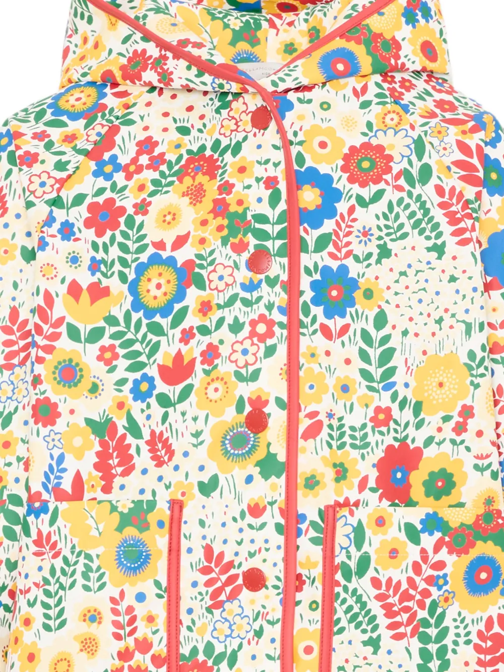 Stella McCartney Kids Regenjas met bloemenprint en capuchon Wit