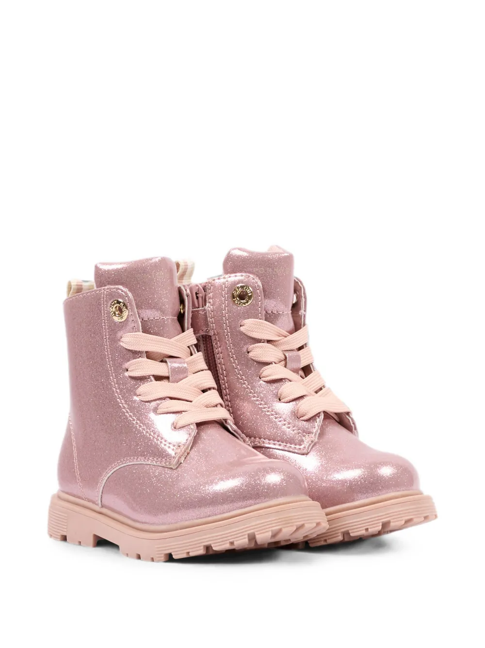 Tommy Hilfiger Junior glitter-effect lace-up boots Roze