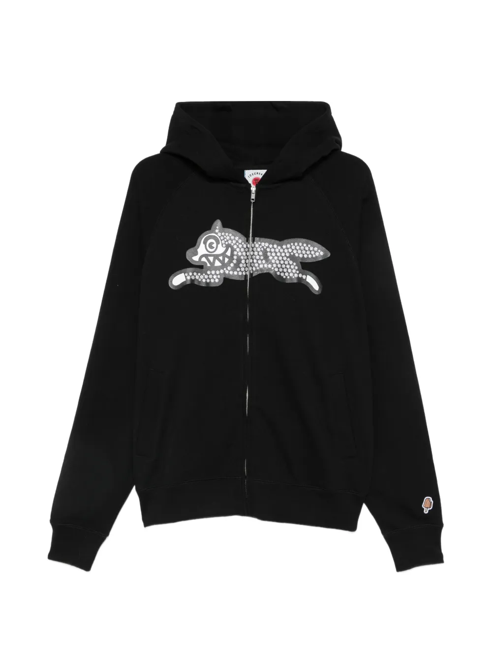ICECREAM rhinestone-embellished zip-up hoodie - Schwarz
