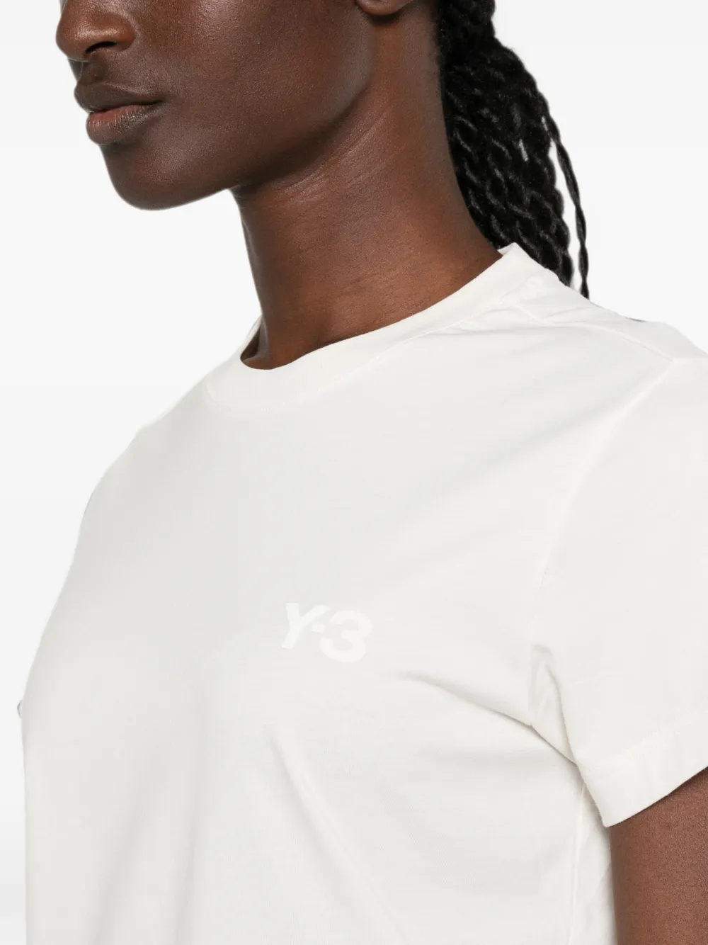 Y-3 T-shirt met logoprint met ronde hals Beige